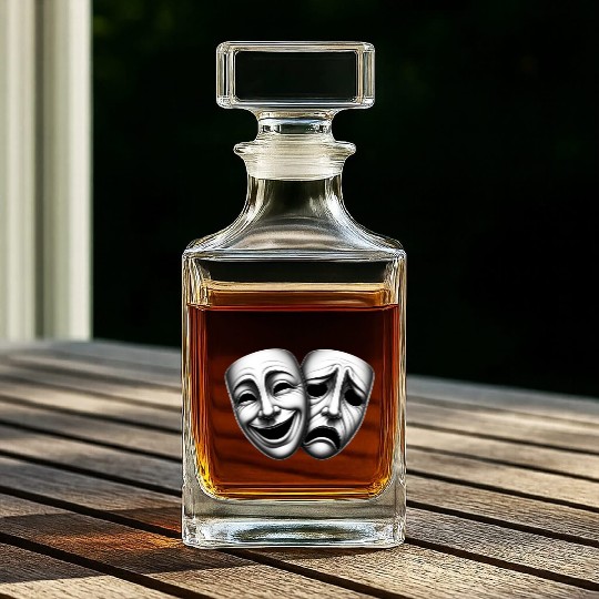 Comedy and Tragedy Masks – Classic Theater Art  Whiskey Decanters