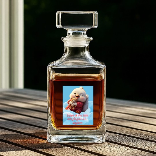 Whimsical Baby Duck with Teddy Bear Whiskey Decanters