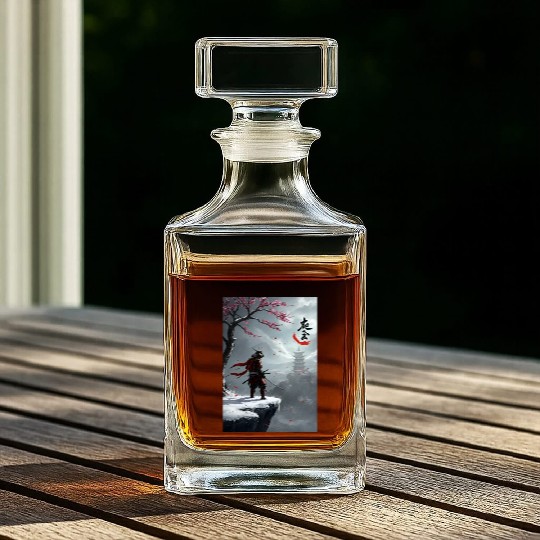 Samurai Warrior Under Cherry Blossom Tree Whiskey Decanters
