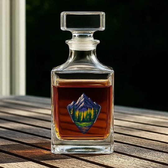 Mountain Wilderness Nature Shield Whiskey Decanters