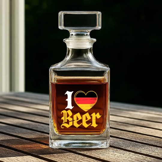 I Love Beer German Bier Funny Germany Flag Whiskey Decanters