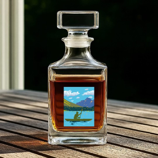 Kayak in Lake Josephine Glacier National Park WPA Whiskey Decanters