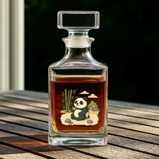 Serene Panda in Bamboo Garden Whiskey Decanters