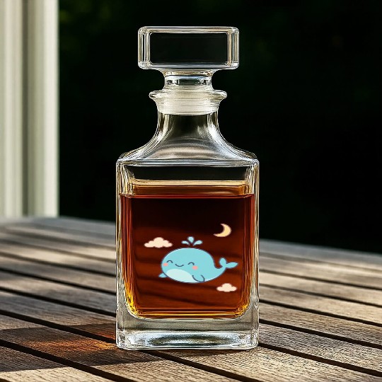 Playful Blue Whale Cartoon Design Whiskey Decanters