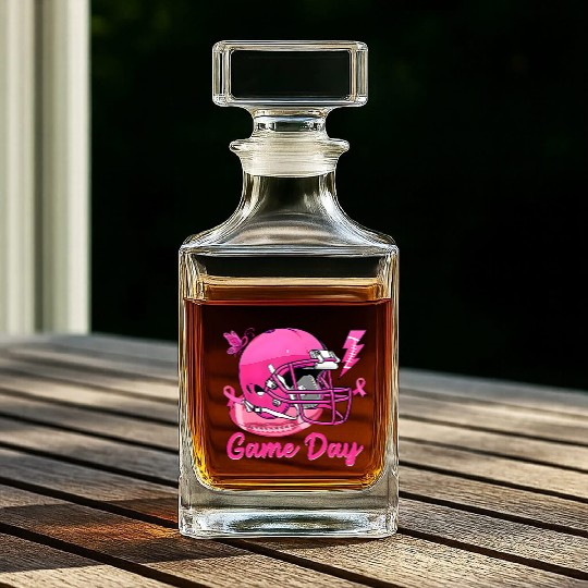 Game Day Pink American Football Tackle Breast Whiskey Decanters