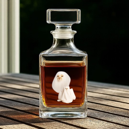 ghost cat meme funny halloween Whiskey Decanters