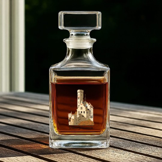 Lichtenstein Castle, hand-drawn. Germany Whiskey Decanters