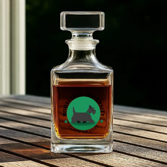 Cute Fala Dog College Illustration Whiskey Decanters