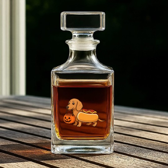 Hot Dog Dachshund Halloween Whiskey Decanters