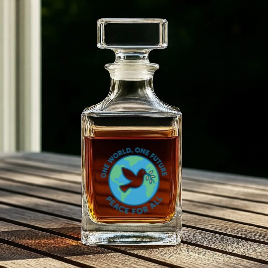 Unity and Peace Earth Dove Design Whiskey Decanters