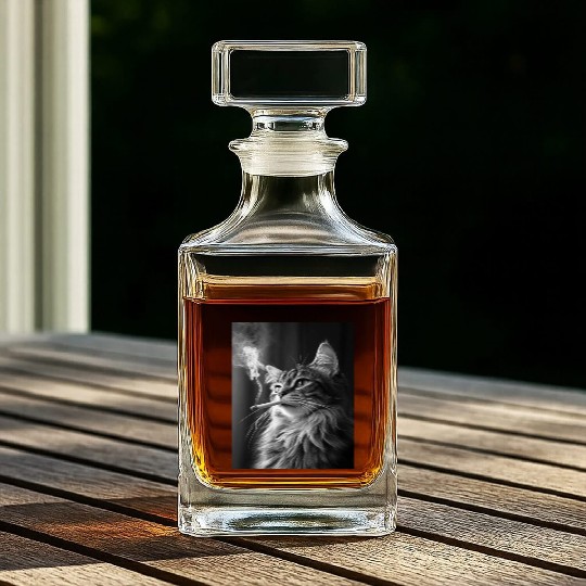 I Love Cats Smoking Meme Funny Humor Whiskey Decanters