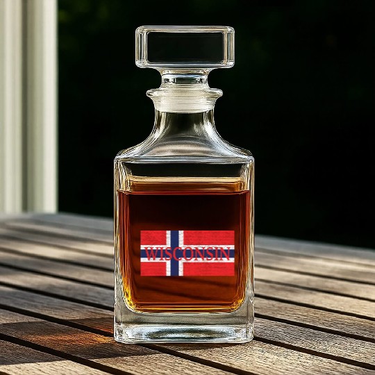 Wisconsin Norwegian Flag Whiskey Decanters