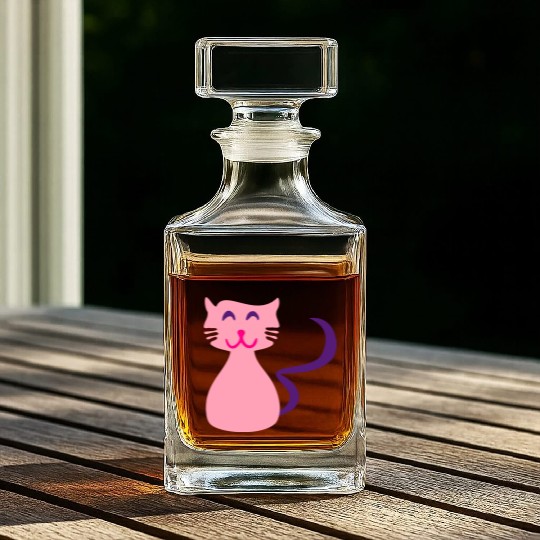 ♥ټCute Giggly Pink Kitty Cat-Meow Meowټ♥ Whiskey Decanters