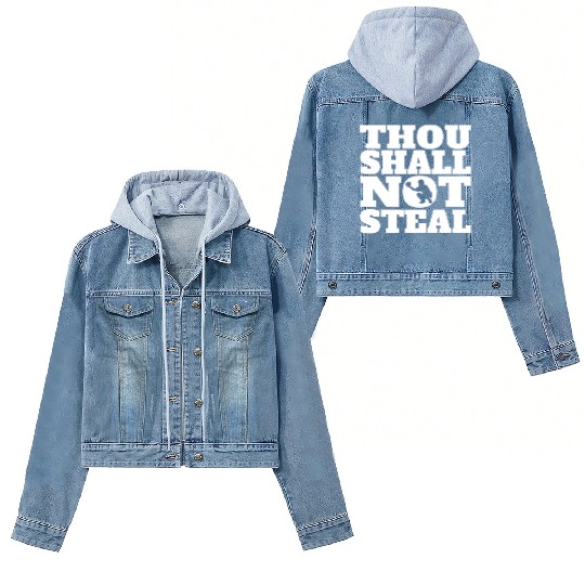 Thou Shall Not Steal Funny Baseball Catcher Women's Denim Jackets