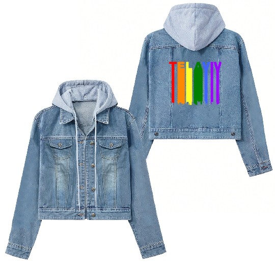 Tel Aviv Israel Skyline Rainbow LGBT Gay Pride Women's Denim Jackets