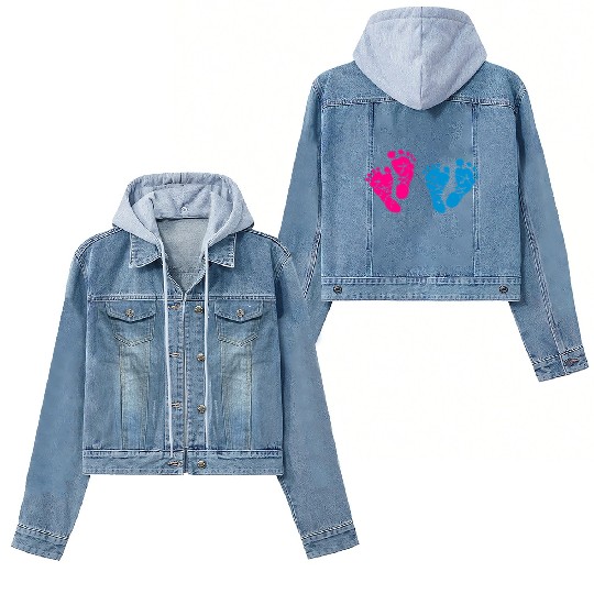 Twin Baby Feet - Pregnancy - Maternity - Mom to be Women's Denim Jackets