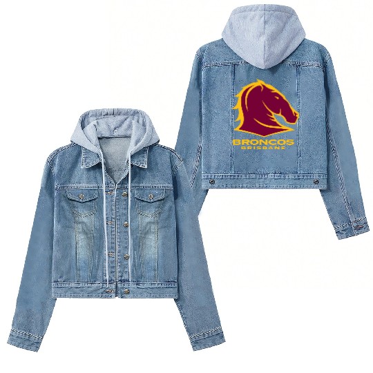 BRISBANE BRONCOS NRL TEAM LOGO PET TANK CAT OR DOG Women's Denim Jackets
