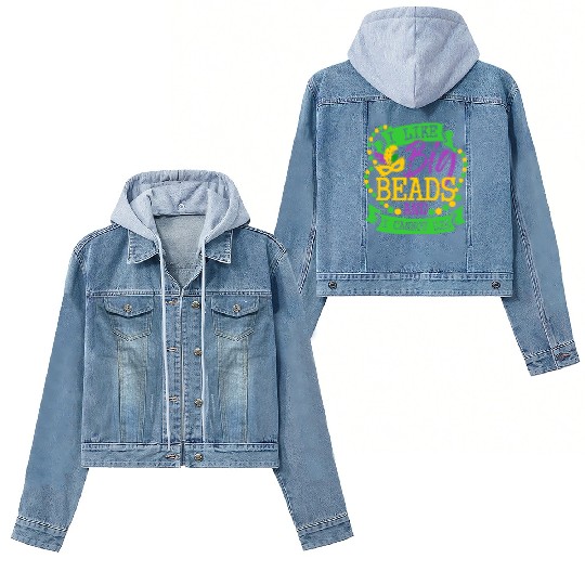 I like big beads and I cannot Lie Mardi Gras Party Women's Denim Jackets