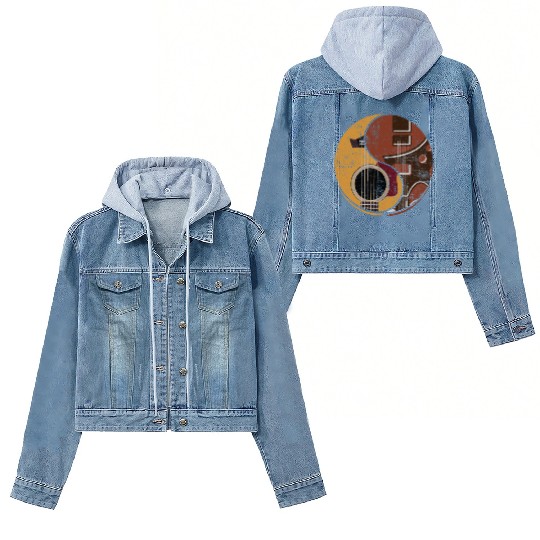 Guitar Ying Yang Music Guitar Player Gift Women's Denim Jackets