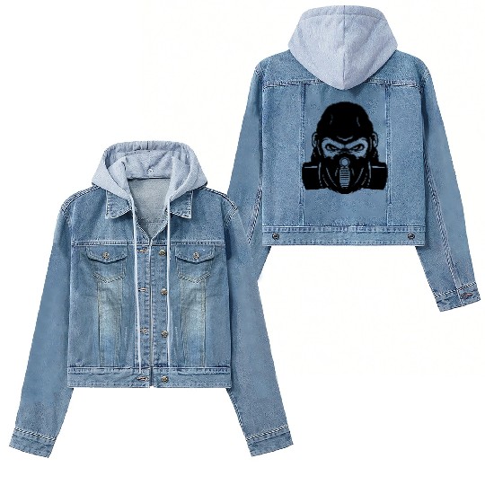 gorilla with gas mask Women's Denim Jackets