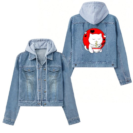 Kawaii Ramen Anime Cat Japanese Manga Women's Denim Jackets