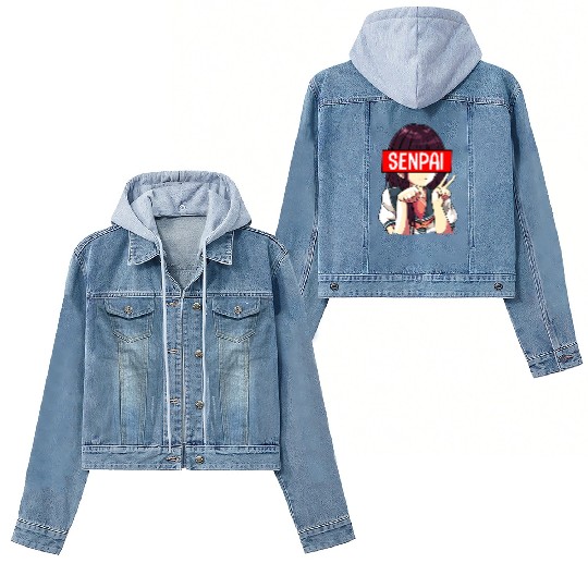 Senpai Anime Girl Japanese Cute Manga Kawaii Women's Denim Jackets