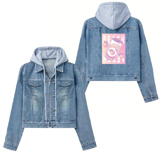 Peach Drink Aesthetic Vaporwave Japan Women's Denim Jackets
