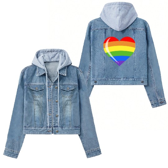 LGBTQ Heart - Rainbow LGBT Heart Pride Month Human Women's Denim Jackets