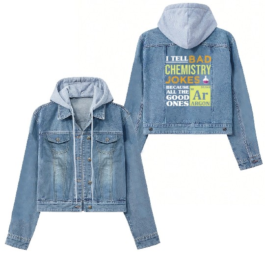 Funny Science Argon Periodic Table Chemistry Jokes Women's Denim Jackets