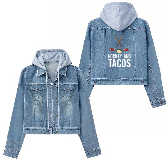 Funny Hockey Lover Hockey And Tacos Women's Denim Jackets