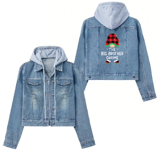 Christmas The Big Brother Gnome Buffalo Plaid Xmas Women's Denim Jackets