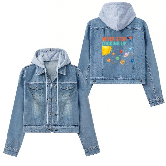 Telescope Solar System Planets Astronomer Women's Denim Jackets
