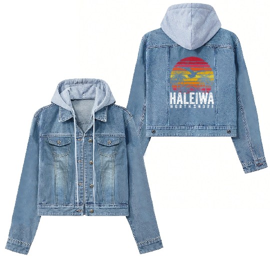 Haleiwa Hawaii HI North Shore Sunset Surf Surfing Women's Denim Jackets