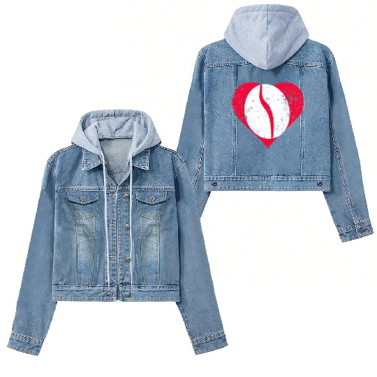 Navy Bean Heart Women's Denim Jackets