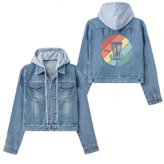 Vintage Disc Golf Retro Sunset Gift Women's Denim Jackets