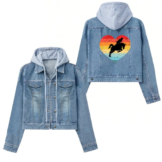 Retro Sunset Horse Lover Rider Equestrian Horseman Women's Denim Jackets