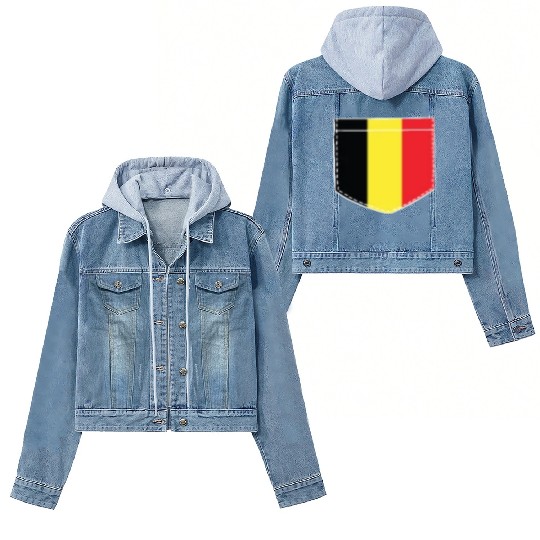 belgium flag in a shape of a pocket Women's Denim Jackets