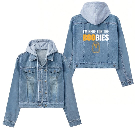 Here for BOObies Funny Person Gift Women's Denim Jackets