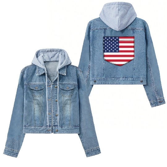 America flag in a shape of a pocket Women's Denim Jackets
