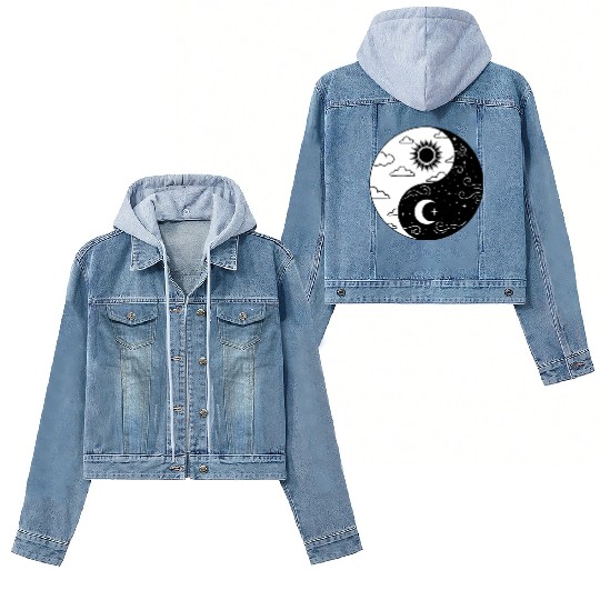Sun and Moon Yin Yang for Yin Yang Art Lover Women's Denim Jackets