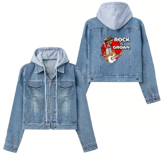 Halloween Cowboy Skeleton Rocker Hand Rock Women's Denim Jackets