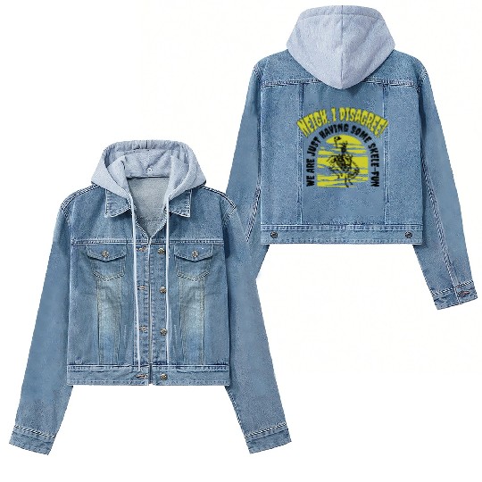 Halloween Cowboy Skeleton Fun Horse Riding Women's Denim Jackets