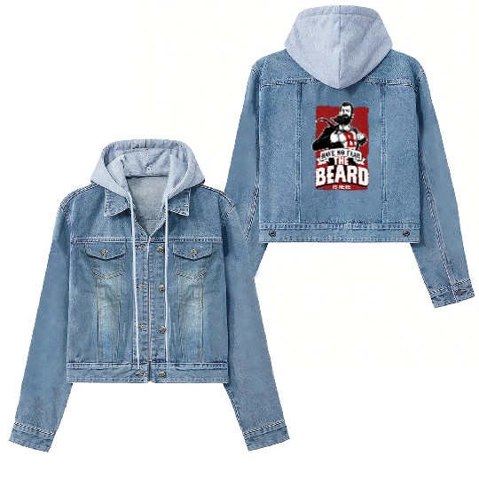 Have No Fear The Beard Is Here Funny Beard Lover Women's Denim Jackets