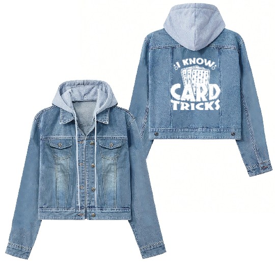 Cardistry Vintage Magic Card Trick Distressed Women's Denim Jackets
