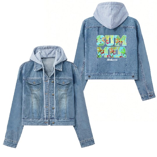 Summer Design With Hibiscus Women's Denim Jackets