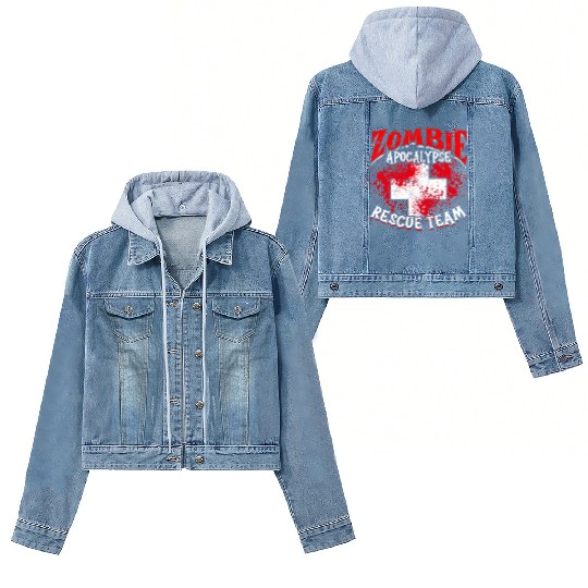 Zombie Apocalypse Rescue Team - trick or treat Women's Denim Jackets