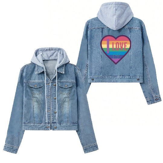 colorful heart rainbow unisex love for everyone Women's Denim Jackets