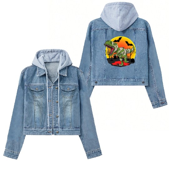 Mummy T-Rex Dinosaur Trick Or Treat Halloween Women's Denim Jackets