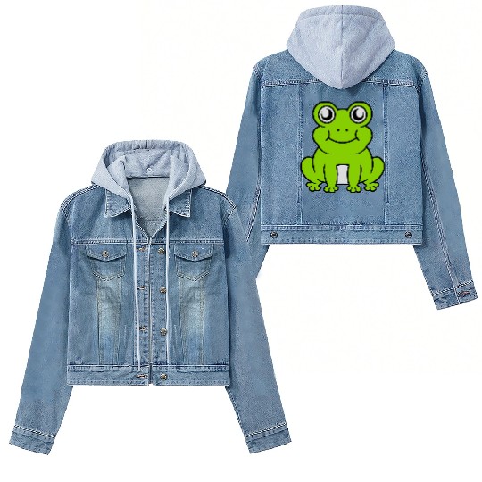 Small sitting cute frog Women's Denim Jackets