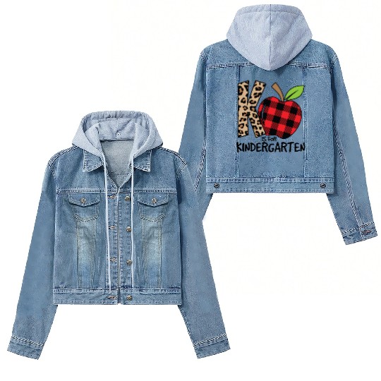 K Is For Kindergarten Cheetah Back To School Women's Denim Jackets